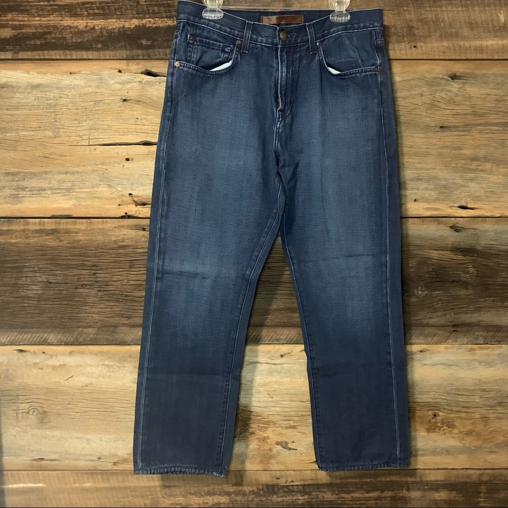 Men’s straight wide leg blue jeans